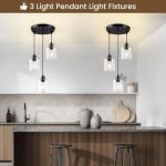 Stylish 3-Light Black Pendant Fixture with Glass Shades