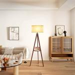 Mid Century Tripod Floor Lamp with Shelf