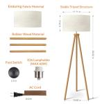 Mid Century Wood Tripod Floor Lamp with Shade