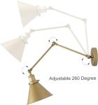 LALUZ Gold Adjustable Swing Arm Wall Sconces - 2 Pack