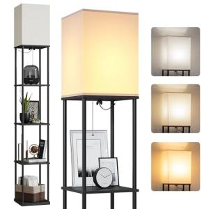 SUNMORY 5-Tier Modern Floor Lamp with Shelves