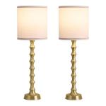Gold Buffet Table Lamps Set of 2 with White Shades