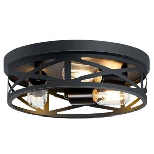 SKEJAO Black 3-Light Flush Mount Ceiling Light
