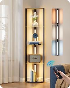 5-Tier Glass Floor Lamp with Remote Control