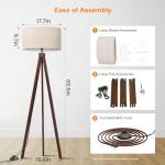 Mid Century Wood Tripod Floor Lamp with Shade