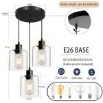 Stylish 3-Light Black Pendant Fixture with Glass Shades