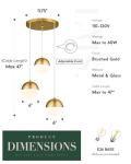 Brushed Gold 3-Light Pendant Ceiling Light