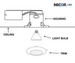 NICOR 6" White Recessed Shower Trim with Lens