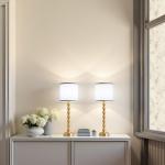 Gold Buffet Table Lamps Set of 2 with White Shades