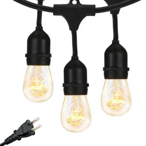 Brightech Outdoor String Lights with Dimmable Edison Bulbs