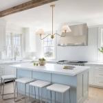 Modern Gold Linear Chandelier with Off-White Shade