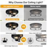 Black Flush Mount Ceiling Light with Seeded Glass