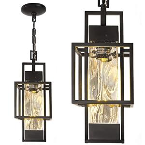 15" Modern Black Outdoor Indoor Pendant Light