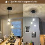 Stylish 3-Light Black Pendant Fixture with Glass Shades