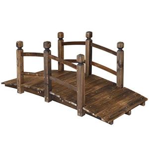 5FT Wooden Garden Bridge with Safety Railings