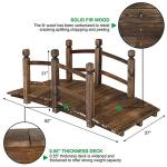 5FT Wooden Garden Bridge with Safety Railings