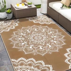 Yamaziot Waterproof Reversible Outdoor Rug 6x9 ft
