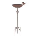 Hand-Painted Metal Bird Bath for Garden Decor