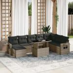 9-Piece Grey Rattan Outdoor Sofa Set