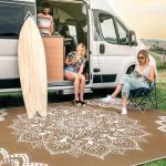 Yamaziot Waterproof Reversible Outdoor Rug 6x9 ft