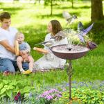 Hand-Painted Metal Bird Bath for Garden Decor