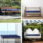 Waterproof Navy Blue Outdoor Bench Cushion 48x18x5