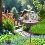 Hand-Painted Metal Bird Bath for Garden Decor