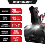 PowerSmart 40V Cordless Snow Blower with LED Light