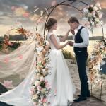 Adorox 7.5 Ft Black Metal Wedding Arch