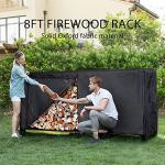 VIVOHOME 8ft Heavy Duty Firewood Log Rack