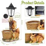 Solar Squirrel Statue with Lantern and Flowerpot