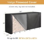 Vailge Waterproof Firewood Rack Cover with Zipper