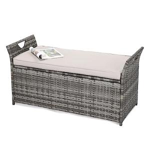 VINGLI Outdoor Storage Bench with Cushion