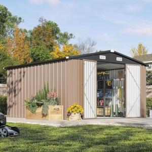 Aoxun 10x12 FT Outdoor Storage Shed with Lockable Door