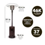 Portable Propane Patio Heater with Wheels, 46,000 BTU