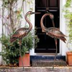 Large Metal Heron Garden Statues - Set of 2