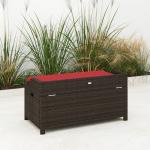 Outdoor Synthetic Rattan Storage Bench with Cushion