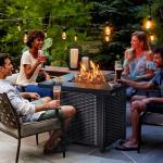 28-Inch Fire Pit Table with Safety Lid & Lava Rock