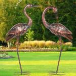 Large Metal Heron Garden Statues - Set of 2