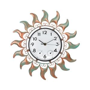 13-Inch Bronze Outdoor Clock with Thermometer & Hygrometer