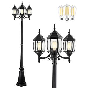 Classic Black 3-Head Outdoor Lamp Post Light