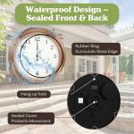 Garden Clock and Thermometer - Waterproof Combo