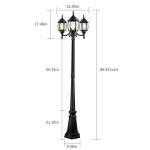 Classic Black 3-Head Outdoor Lamp Post Light