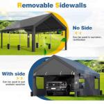 JAMFLY Portable Carport with Side Walls and Windows