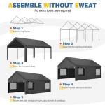 JAMFLY Portable Carport with Side Walls and Windows