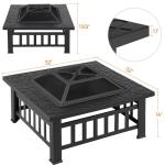 Yaheetech 32in Square Metal Fire Pit Table