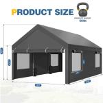 JAMFLY Portable Carport with Side Walls and Windows