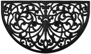 KEMPF Half Moon Rubber Scroll Doormat, 18x30 Inches