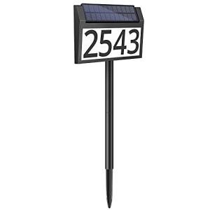 Solar-Powered Lighted Address Sign with Stakes