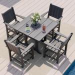 Pamapic 5-Piece Outdoor Dining Set with Umbrella Hole
